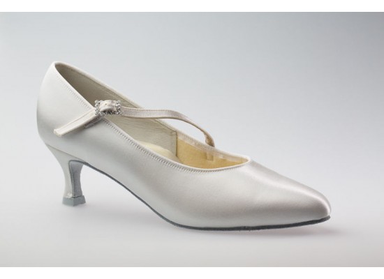 DSI Paris Court shoe (White) with a 2 inch flare heel