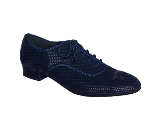 QueenE Men Ballroom dance shoe in blue velvet