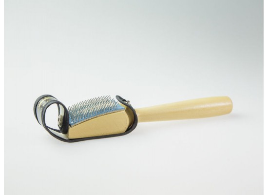 Shoe brush with leather cover